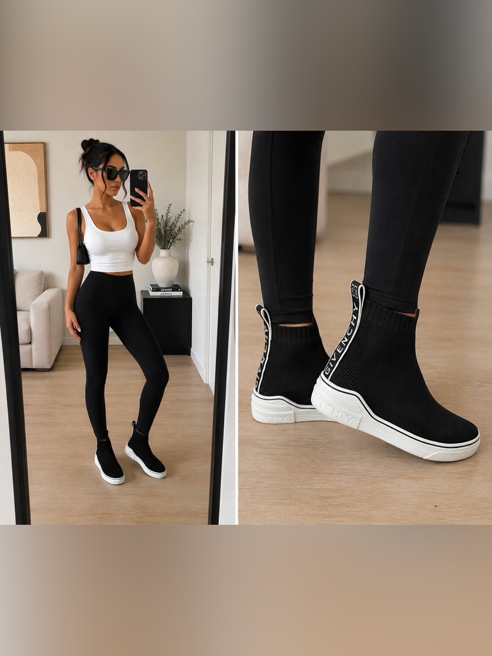 Givenchy Black Knit Sock Sneakers with White Sole size 37 1/2